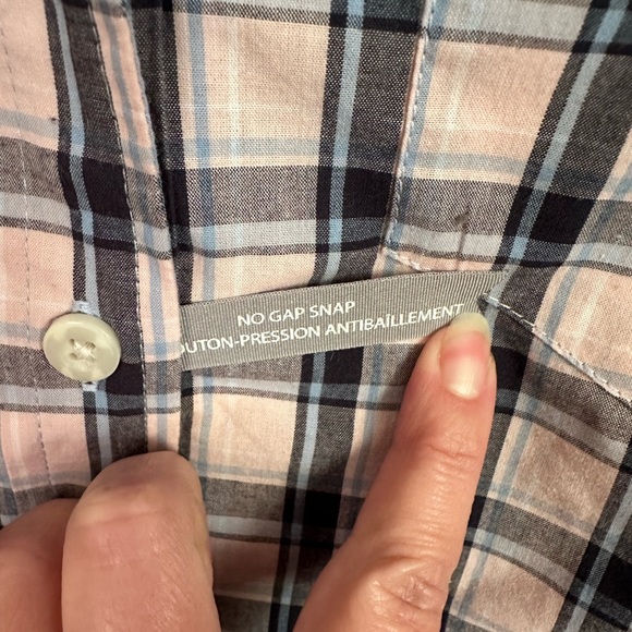 🍉Lee Riders button down blouse sleeveless XL NWT light pink navy white plaid - Picture 6 of 11